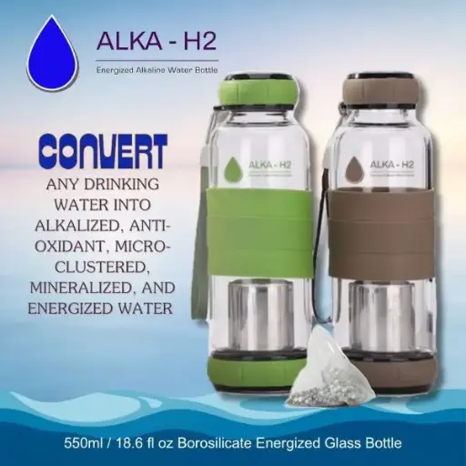 ALKA H2: Energized Multi-Mineral Borosilicate Glass Bottle 