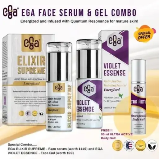 [EGA-CO-2209-01S-Y22P] EGA Face Serum & Gel Combo Promo with FREE ULTRA ACTIVE - Therapeutic Body Gel