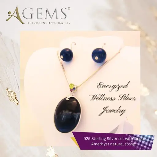 [AGS-PIA11-3-1] PIA-11: Energized Amethyst Pendant & Earring Set